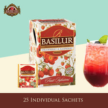 Load image into Gallery viewer, 71406 Basilur Fruit Infusion Strawberry & Raspberry Caffeine Free 25 tea bags