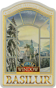70523 Basilur Winter Window Gift Tin - Green Tea with Cornflower, Apple, Cherry & Vanilla