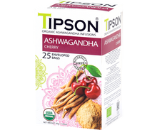 Load image into Gallery viewer, 80294 TIPSON Organic Ashwagandha CHERRY Caffeine Free 25 Tea Bags