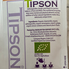 Load image into Gallery viewer, 80292 TIPSON Organic Ashwagandha GINGER & PEACH Caffeine Free 25 Tea Bags