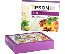 Load image into Gallery viewer, TIPSON Organic TULSI  ASSORTED Caffeine Free 60 Tea Bags