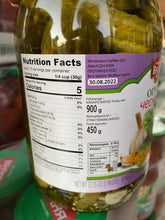 Load image into Gallery viewer, Pickled crunchy cucumbers 900g with garlic dill