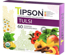 Load image into Gallery viewer, TIPSON Organic TULSI  ASSORTED Caffeine Free 60 Tea Bags