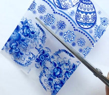 Load image into Gallery viewer, Gzhel Lace Easter Egg Shrinking Wraps (Set of 6)