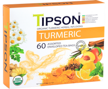 Load image into Gallery viewer, 80249 TIPSON Organic Wellness Turmeric ASSORTED Caffeine Free 60 Tea Bags