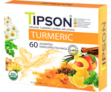 Load image into Gallery viewer, 80249 TIPSON Organic Wellness Turmeric ASSORTED Caffeine Free 60 Tea Bags