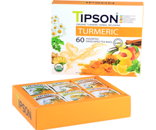 Load image into Gallery viewer, 80249 TIPSON Organic Wellness Turmeric ASSORTED Caffeine Free 60 Tea Bags