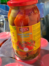 Load image into Gallery viewer, Preserved cherry tomatoes with dill &amp; hot, mix with cucumbers 1L glass jar