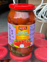 Load image into Gallery viewer, Preserved cherry tomatoes with dill &amp; hot, mix with cucumbers 1L glass jar