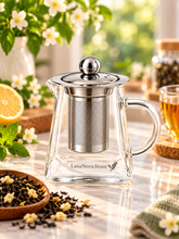 Load image into Gallery viewer, Glass Teapot with Stainless Steel Infuser