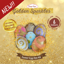 Load image into Gallery viewer, Golden Sparkles Easter egg craft kit with edible glue and glitter