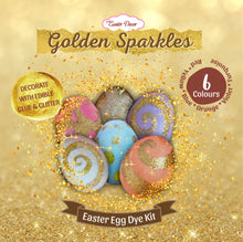 Load image into Gallery viewer, Golden Sparkles Easter egg craft kit with edible glue and glitter