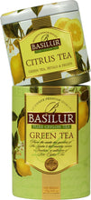Load image into Gallery viewer, Basilur Fruit &amp; Flowers Citrus Green Tea 125g two layer tin