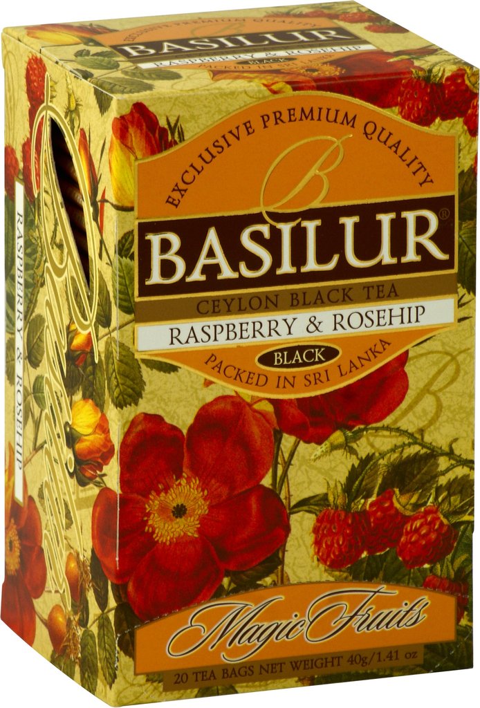 BASILUR70181 TEA MAGIC FRUITS RASPBERRY & ROSEHIP FOIL ENVELOPED 25 TEA BAGS