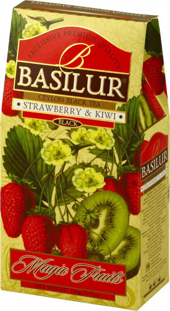Basilur Strawberry & kiwi - Black tea with wolfberry, red cornflower, strawberry & kiwi 100g