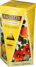 Load image into Gallery viewer, Basilur Fruit Infusions Indian Summer Herbal Tea - A blend of dried fruits and flower 15 pyramid tea bags