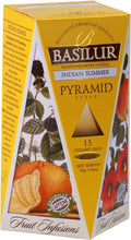 Load image into Gallery viewer, Basilur Fruit Infusions Indian Summer Herbal Tea - A blend of dried fruits and flower 15 pyramid tea bags