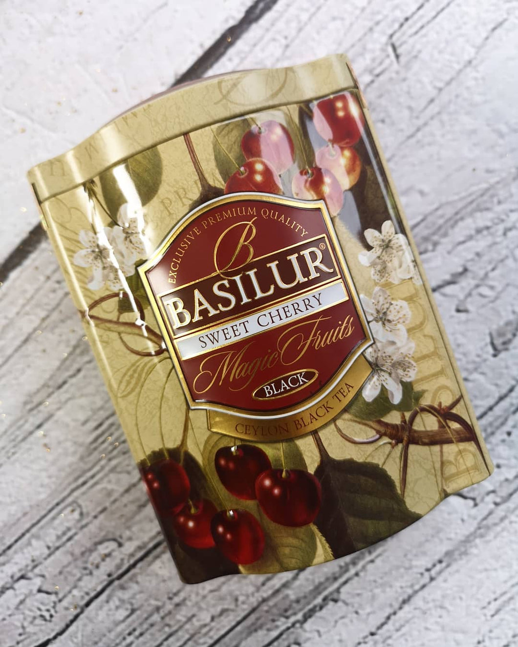 Basilur Magic Fruits - Sweet Cherry Black Loose Tea in Metal tin 100g and tea bags (25/100)