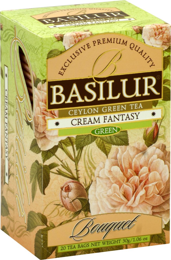 Basilur Flower Cream Fantasy Bouquet - Green Tea, Papaya, Amaranth, Strawberry & Cream