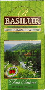 Basilur Four Seasons - Summer Tea - Sencha green tea with wild strawberries, papaya & cornflower 100g packet
