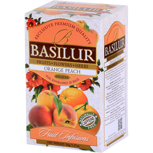 Basilur - "Orange Peach" Fruit Infusions Collection - Natural Caffeine Free - 20 Sachets