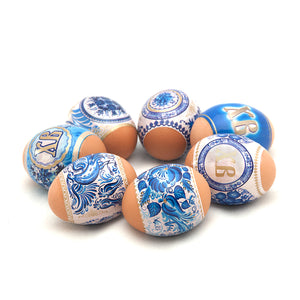 Gzhel in Circles, Easter Egg Shrinking Wraps (set of 7)