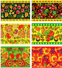 Load image into Gallery viewer, Green and Red Khokhloma, Easter Egg Shrinking Wraps (Set of 6)