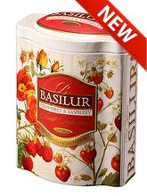 Load image into Gallery viewer, Basilur Fruit Infusions - Strawberry &amp; Raspberry Herbal tea with berries &amp; cherry 100g Metal tin Caffeine Free