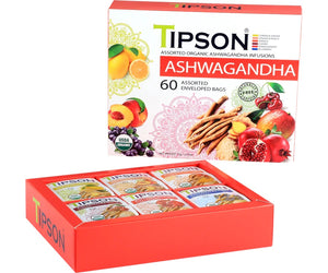 80289 TIPSON Organic Ashwagandha ASSORTED Caffeine Free 60 Tea Bags
