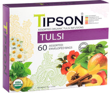 Load image into Gallery viewer, TIPSON Organic TULSI  ASSORTED Caffeine Free 60 Tea Bags