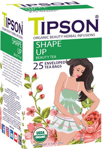 TIPSON Organic BEAUTY TEA Herbal Tea assorted Caffeine Free 25 Tea Bags