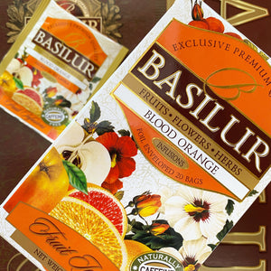 Basilur - "Blood Orange" Fruit Infusions Collection - Natural Caffeine Free - 100g, 20 Sachets