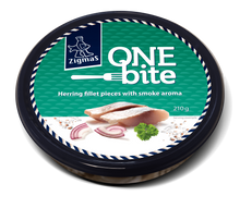 Load image into Gallery viewer, Zigmas One Bite Herring Fillets in Oil 210g - lightly spiced, lightly salted, with dill, with smoke aroma