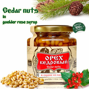 Organic Cedar Nuts in Guelder Rose Syrup by Sibirskiy Znakhar