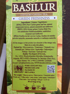Basilur Green Freshness Green Tea "Bouquet" 100g loose leaf tea and 20 Tea Bags - green tea with peppermint