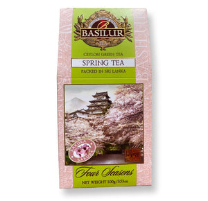 Basilur Four Seasons Spring Tea - Ceylon green tea with Cherry, Pomelo, Cornflower & Sakura 100g packet