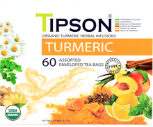 Load image into Gallery viewer, 80249 TIPSON Organic Wellness Turmeric ASSORTED Caffeine Free 60 Tea Bags