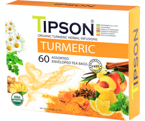 80249 TIPSON Organic Wellness Turmeric ASSORTED Caffeine Free 60 Tea Bags